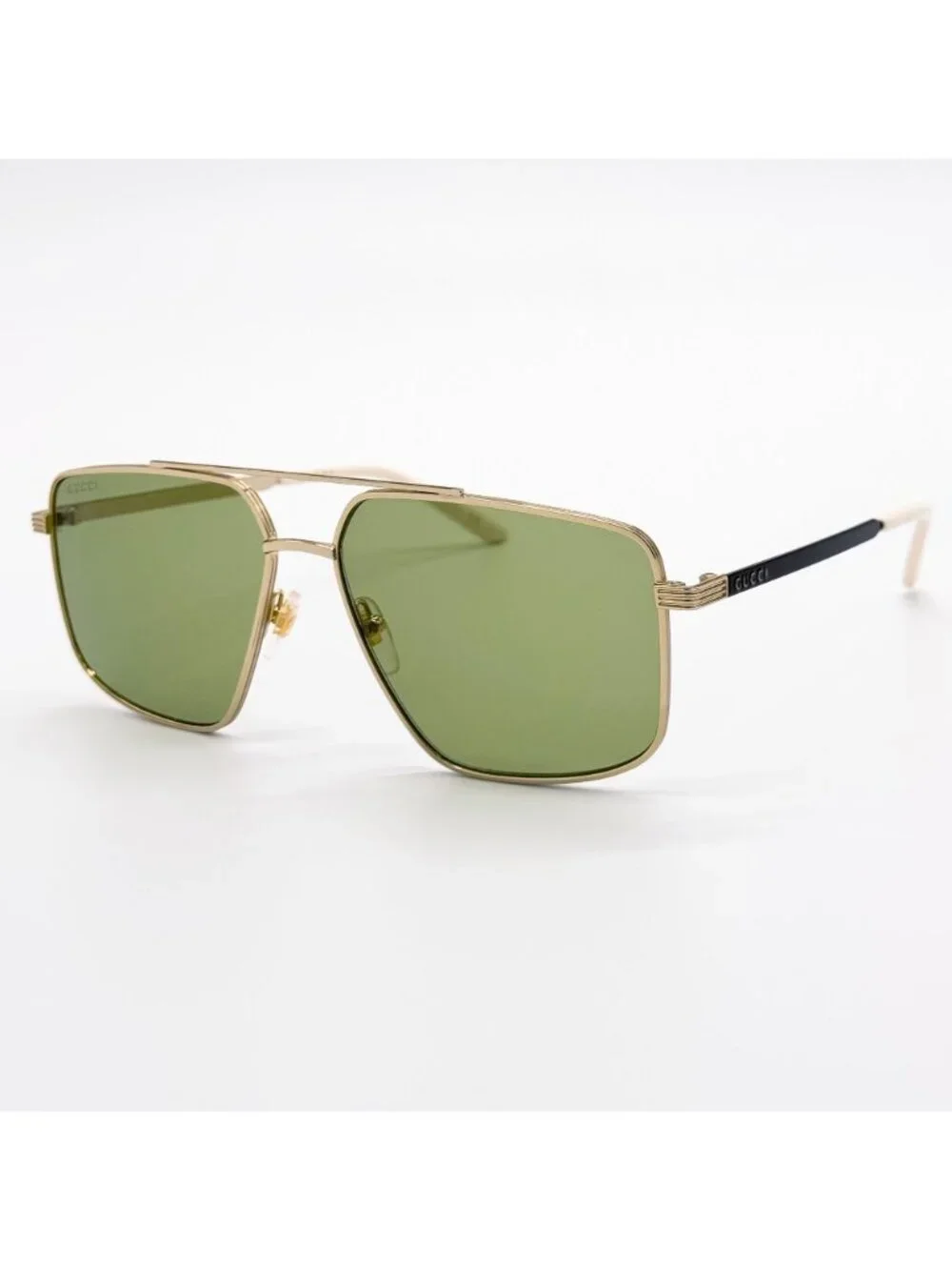 New Gucci Gold Green Pilot Frame Unisex Sunglasses GG0941S 002